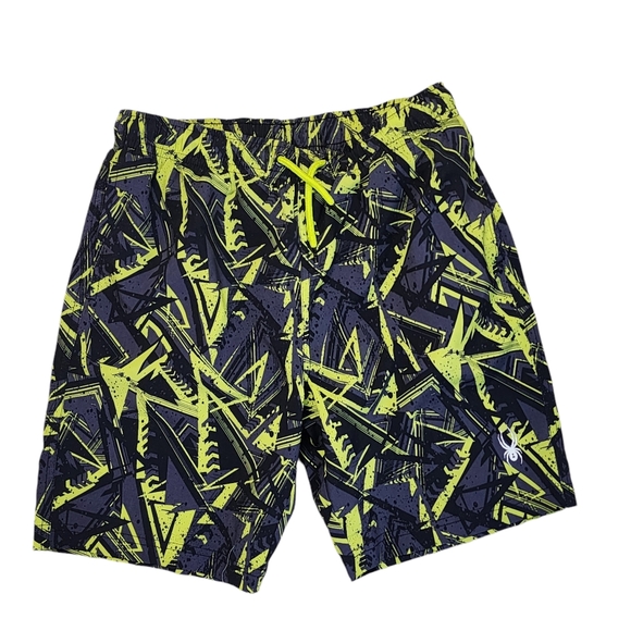 Boys Spyder Swim Trunks Size 7-8 Multi Color - Picture 1 of 7